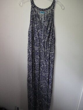 Old Navy Maxi Blue and White Dress Maternity Size X-Large